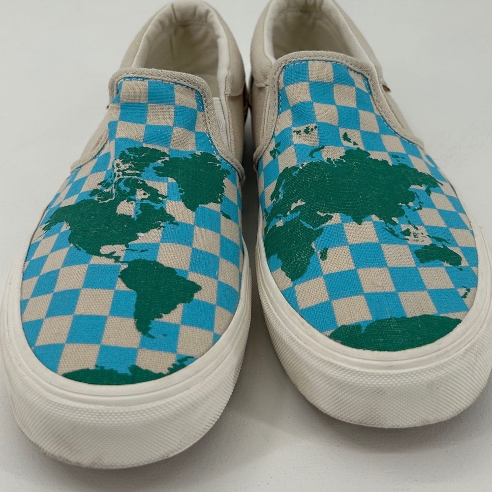 Vans Classic Slip-On Eco Theory World Map Checkerboard Mens 8.5 Womens 10 - Picture 8 of 9